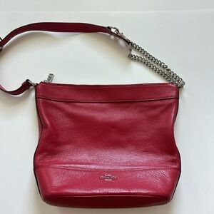 Coach Red Leather Bucket Shoulder Bag